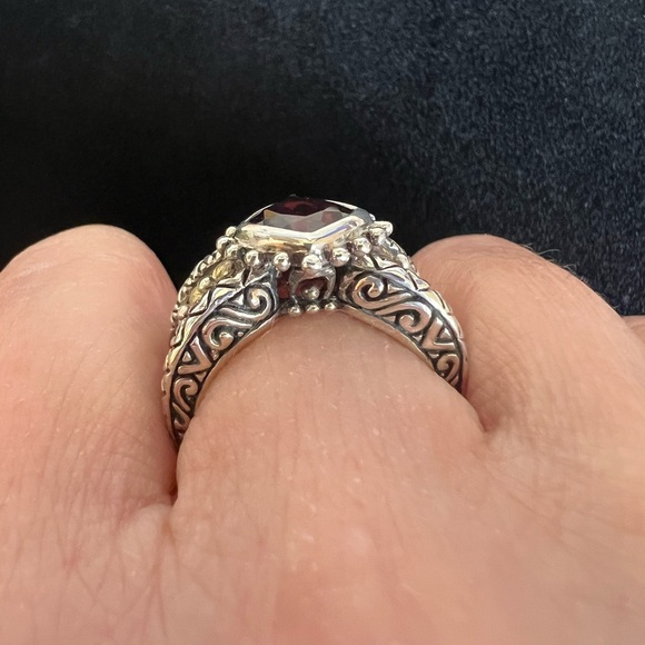 Regal Barbara Bixby Cushion Cut Garnet 925/18k Gold Ring - Picture 4 of 15